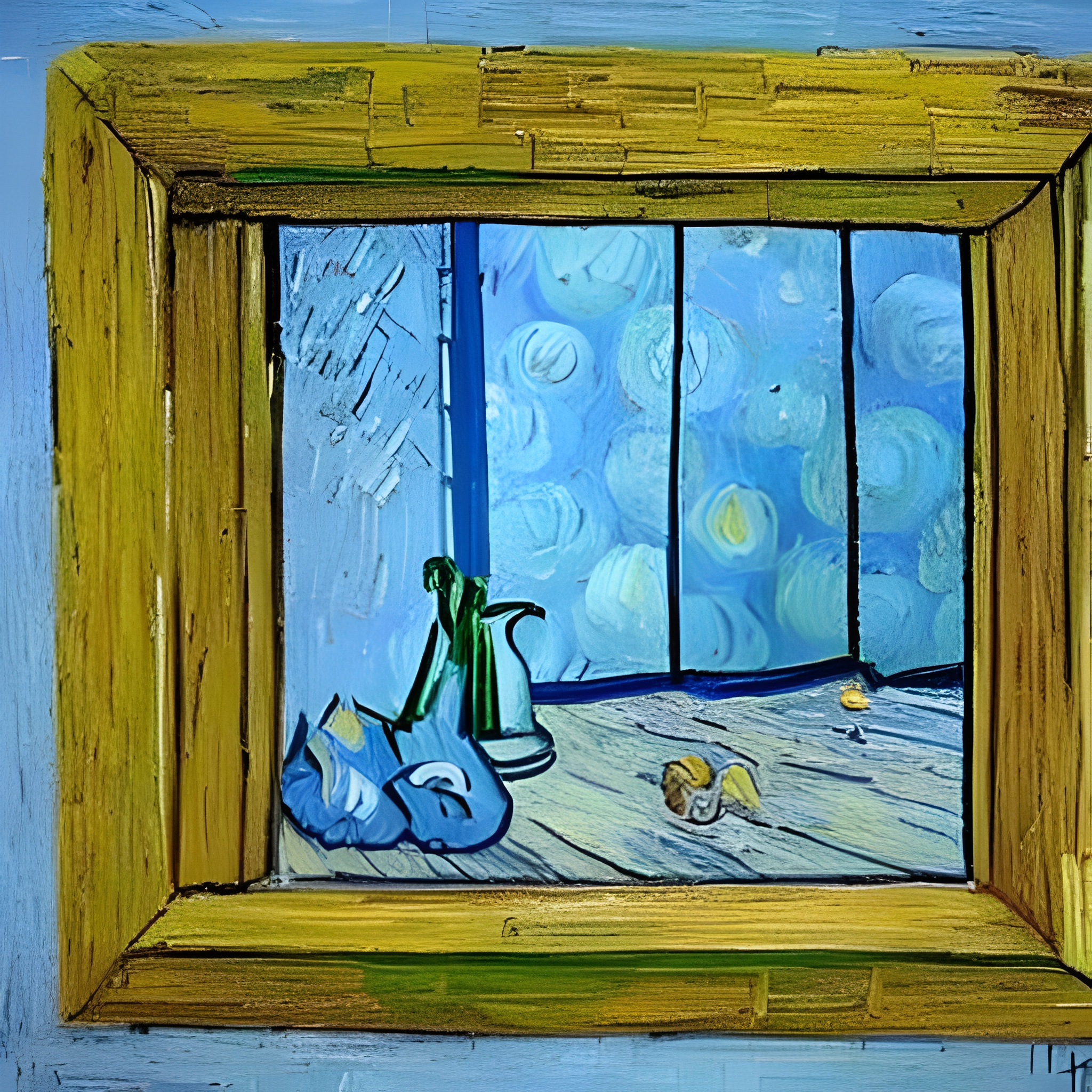 painting of a window representing the beauty of imperfection